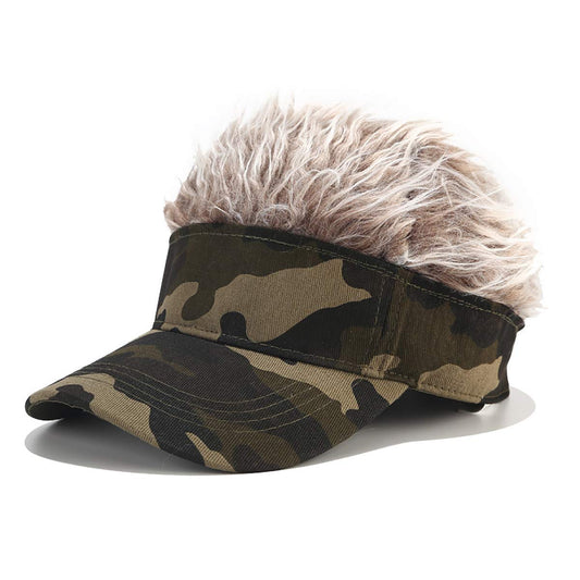 Camo Forest Green Visor Sandy Blonde Hair